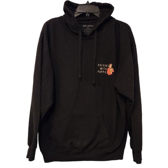 DOGS LIMITED ROCKERS WITH PUPPIES Black Hoodie Ozzie Bowie‎ Bono Sz Large EUC - Picture 2 of 15